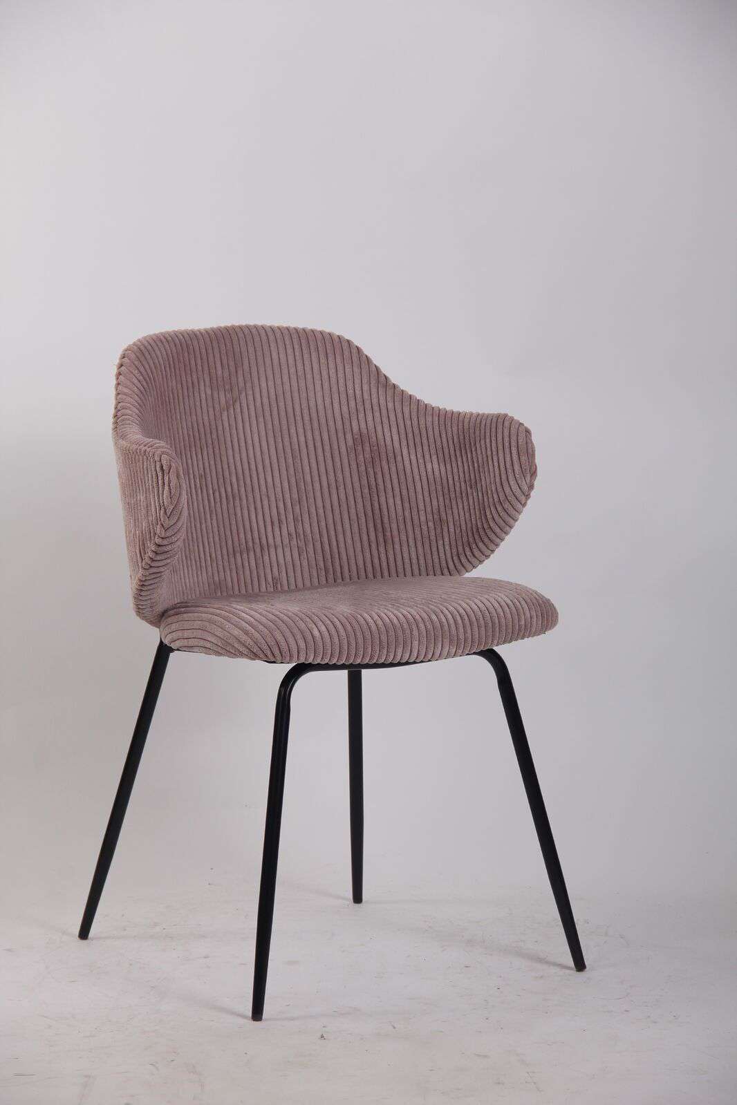 Set of 2 Dining Chairs with Corduroy Cord Fabric in Pink